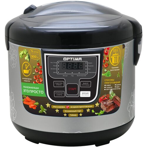 Мультиварка OPTIMA MC-5101 черный цветы 339000₽