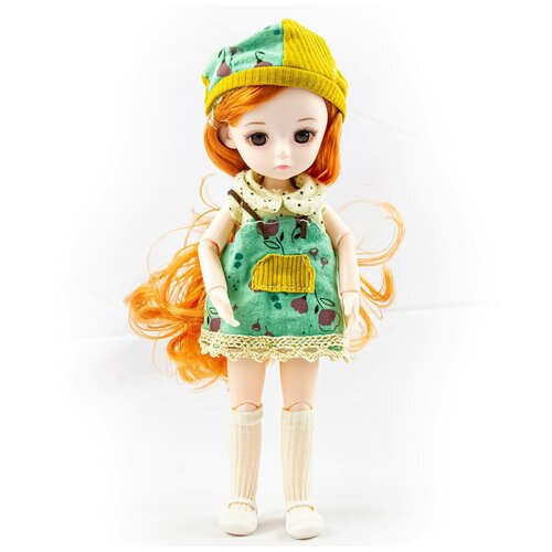Шарнирная кукла Валала в зелёном сарафане и шапочке 23 см