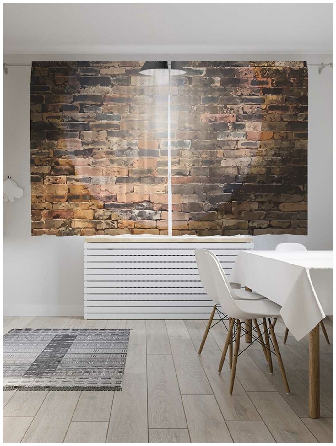 Классические шторы JoyArty "Кирпичная стена", серия Oxford DeLux, 2 полотна 145x180 см - фотография № 1