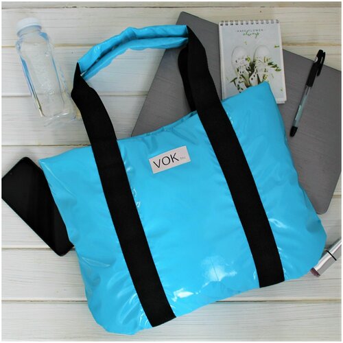 фото Сумка шоппер , фактура гладкая, голубой, синий нет бренда