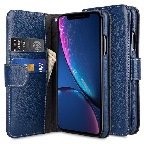 Кожаный чехол книжка Melkco для Apple iPhone Xr - Wallet Book Type, темно-синий