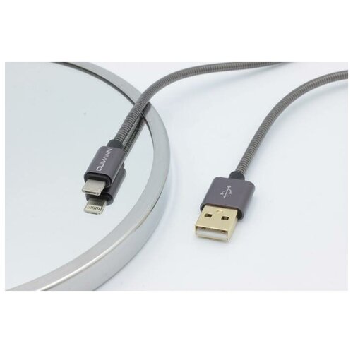 кабель micro usb для lg x cam Кабель Qumann 2в1 Lightning и microUSB 1м 2,4А металл. корд серебро