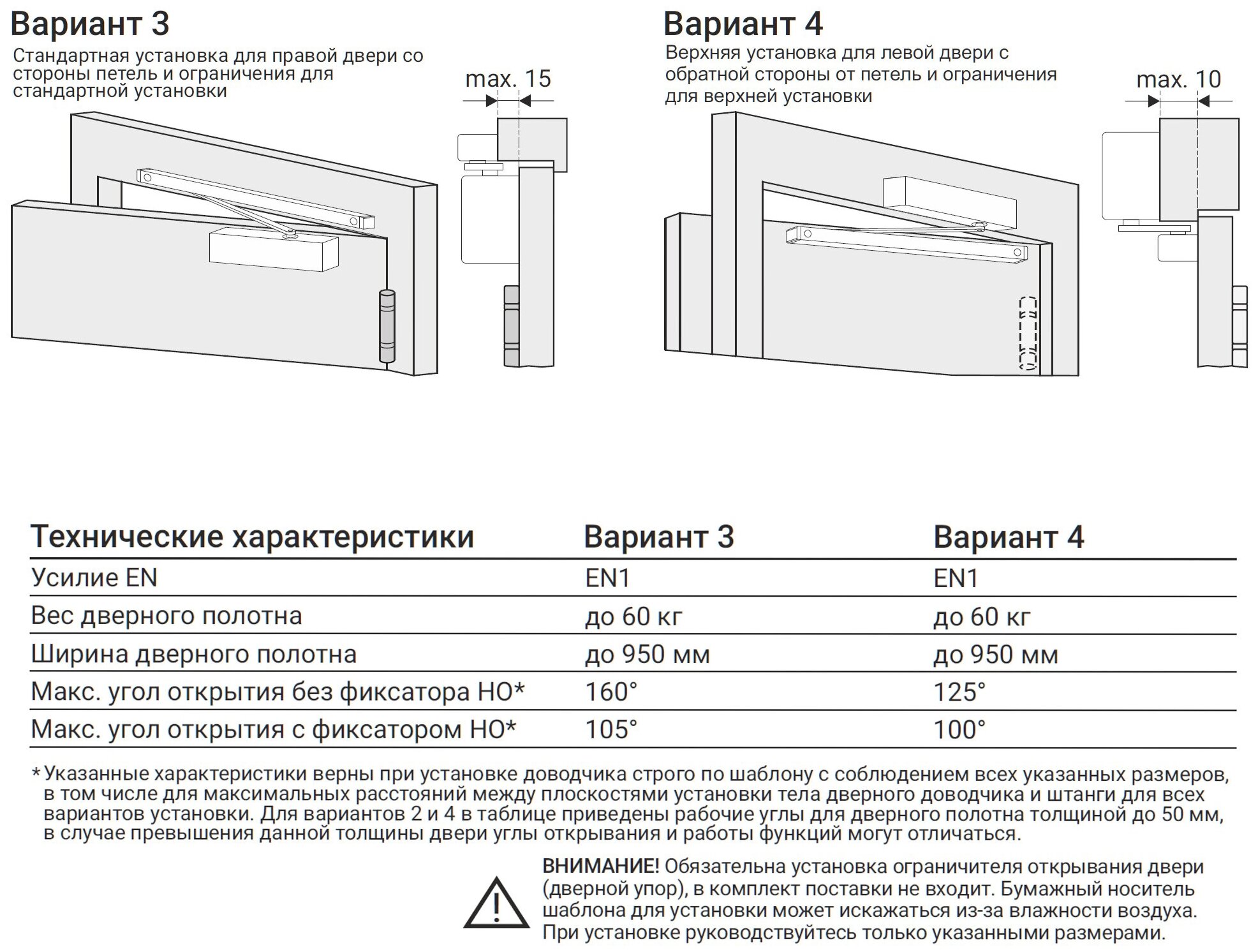 Дверной доводчик NOTEDO DC-075 SL+HO, белый RAL9016