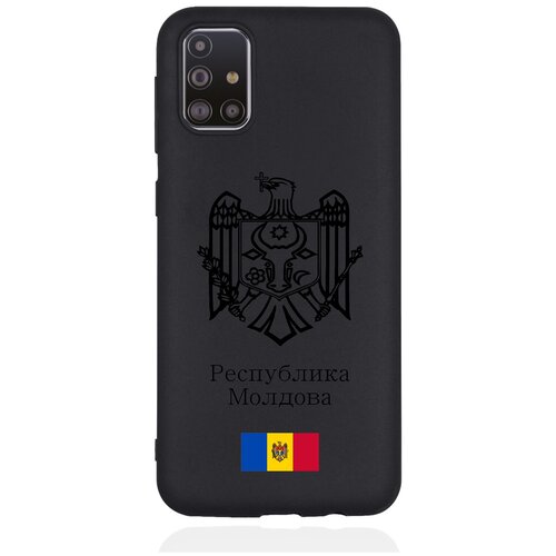 Черный силиконовый чехол для Samsung Galaxy M31s Черный лаковый Герб Республики Молдова/ Герб Молдавии