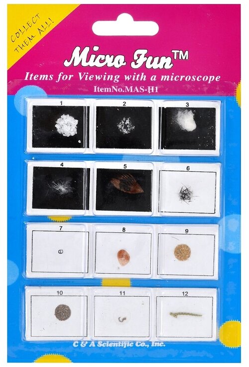 Аксессуары Научные Развлечения Микропрепараты для стереомикроскопа Micro Fun Набор №13 (MAS-H1) белый/черный
