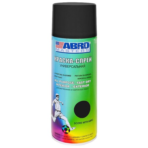 Краска ABRO Masters, черный, матовая, 400 мл, 1 шт. краска abro spray paint высокотемпературная алюминий 473 мл