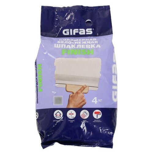 Шпаклевка полимерная GIFAS FINISH 4кг штукатурка гипсовая gifas premium толщина слоя от 3 мм 30 кг
