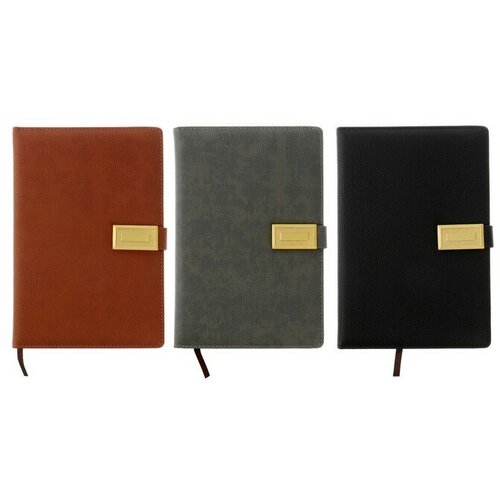 Ежедневник недатированный А5 120 листов в клетку с хлястиком обложка кожзам микс 1126₽