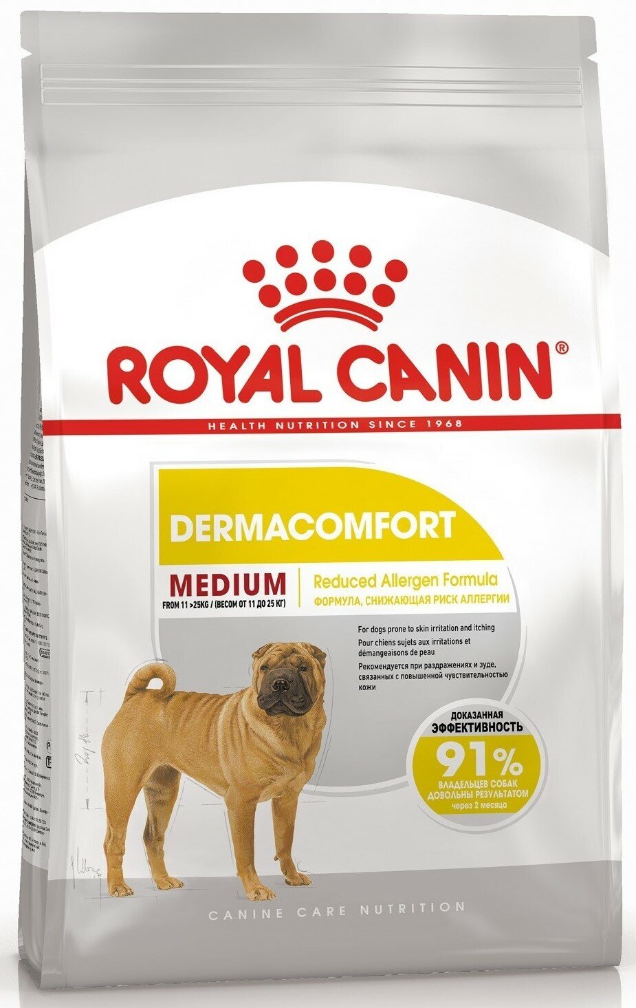 Сухой корм Royal Canin Medium Dermacomfort (Медиум Дермакомфорт) для собак средних размеров, при раздражениях и зуде кожи от 1 г. до 10 лет, 3 кг