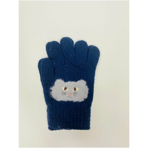 Перчатки , размер 7, синий перчатки детские на девочку с котиком эйфель размер s цвет темно синий