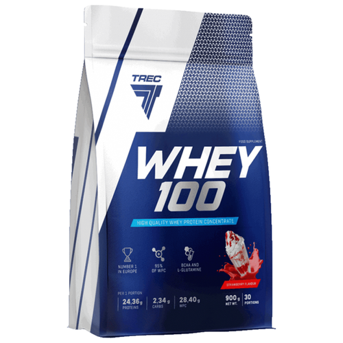 Протеин Trec Nutrition Whey 100, 900 гр., клубника