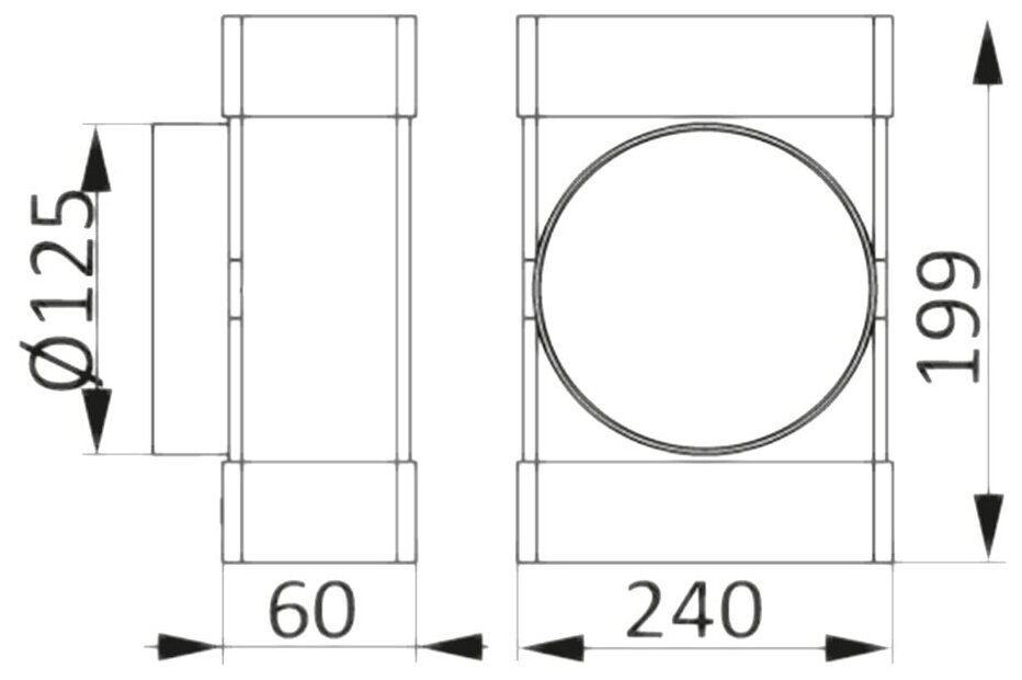 Соединитель Т-обр, прямоуг. воздуховодов 60х204 с фланцевым воздухораспределителем D125 620ТФ12,5П - фотография № 9