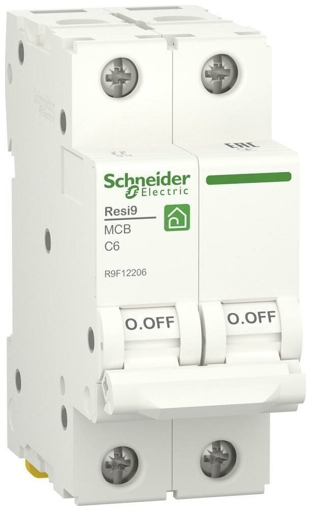 Автоматический выключатель Schneider Electric Resi9 2P 6А характеристика C