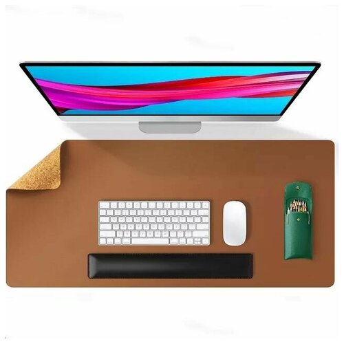 Игровой компьютерный коврик для мыши и клавиатуры, прорезиненный подарок, 80х40см, светло-коричневый