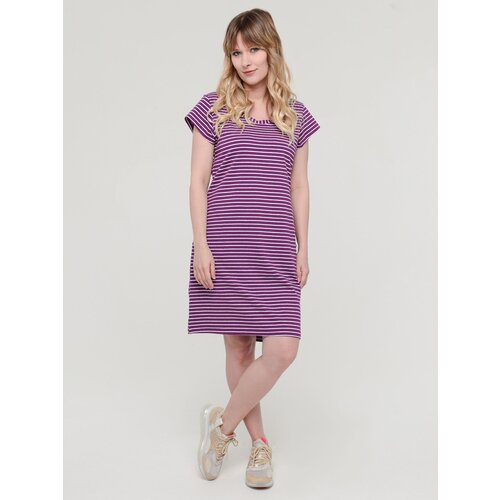 Платье-футболка Алтекс, хлопок, повседневное, полуприлегающее, до колена, карманы, размер 50, белый, фиолетовый