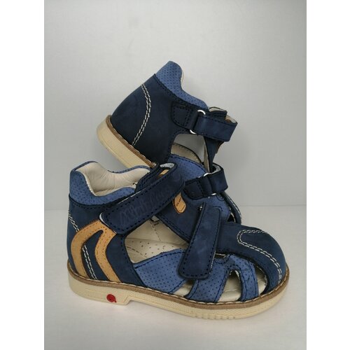 Сандалии Mini-Shoes, натуральный нубук, ортопедические, комплект 2 шт., размер 21, синий