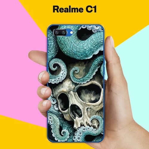 Силиконовый чехол на realme C1 Череп / для Реалми Ц1 силиконовый чехол на realme c1 синий сердца для реалми ц1