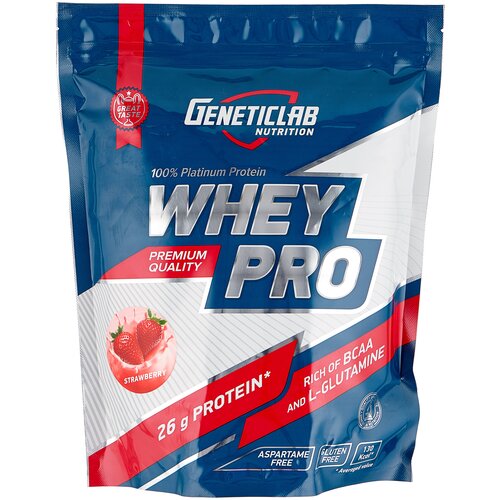 Протеин Geneticlab Nutrition Whey Pro, 1000 гр., клубника geneticlab nutrition whey pro 1000г кокос