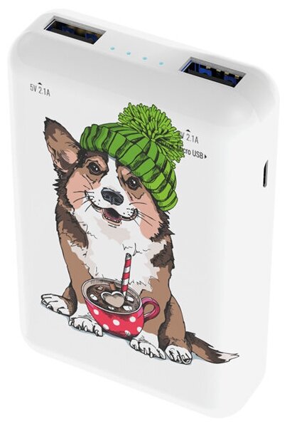 Аккумулятор внешний универсальный Ritmix RPB-10007 Corgi 10000mAh 2xUSB 5В 2,4А