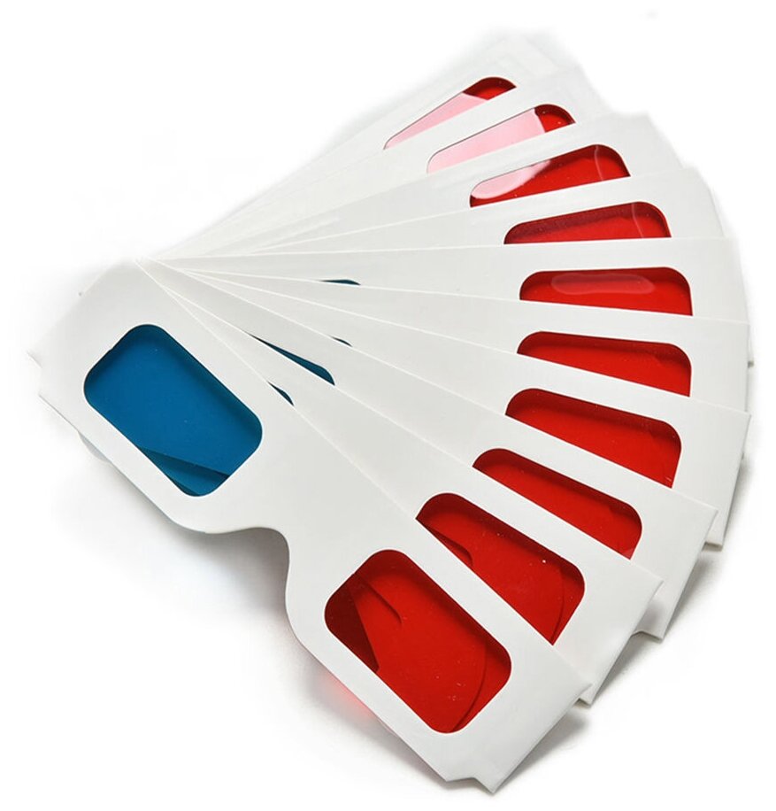 Универсальные картонные 3D очки анаглифные красный-синий 10/уп