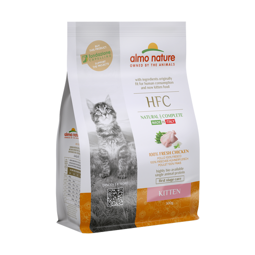 Сухой корм для котят Almo Nature Kitten, со свежей курицей 300 г almo nature hfc kitten chicken для котят со свежей курицей 0 3 0 3 кг