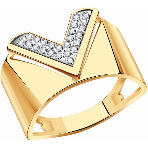 фото Кольцо diamant online, золото, 585 проба, фианит, размер 19, прозрачный