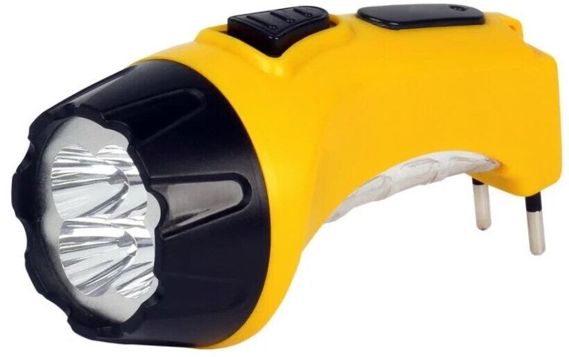 Аккумуляторный светодиодный фонарь 4+6 LED с прямой зарядкой Smartbuy, желтый (SBF-87-Y)1/120