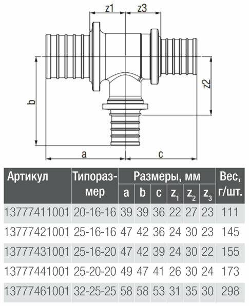 Тройник РЕХАУ 13777411001 20x16x16 аксиальное - фотография № 6