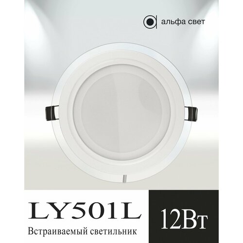 Встраиваемый, светодиодный, потолочный светильник, LY501L, 12Вт, 6000к