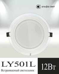 Встраиваемый,светодиодный, потолочный светильник, LY501L, 12Вт, 6000к