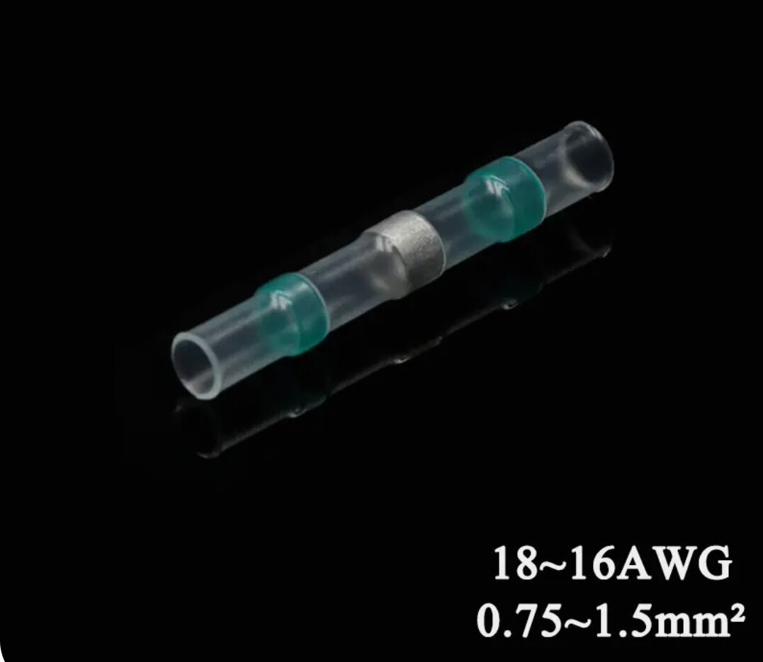 фото Термоусадка с припоем и клеем зеленая.0,75-1.5 мм.20 штук.