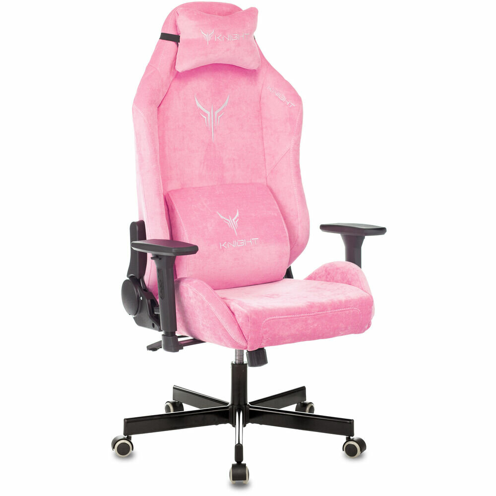 Кресло игровое Knight N1 Fabric розовый Velvet 36 с подголов. крестовина металл KNIGHT N1 PINK - фотография № 13