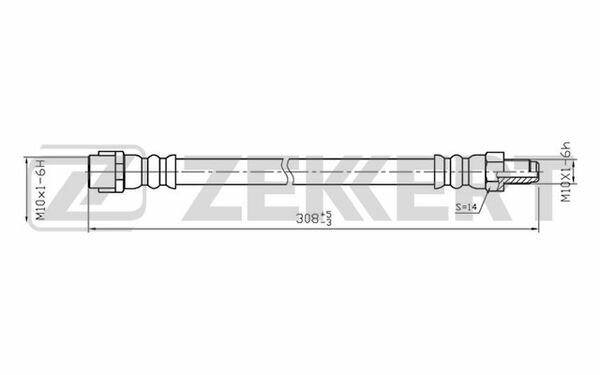 Zekkert Шланг тормозной задний MB C-Class (202 203) 93- CLK (208 209) 97- E-Class (210) 95- S-Class (14