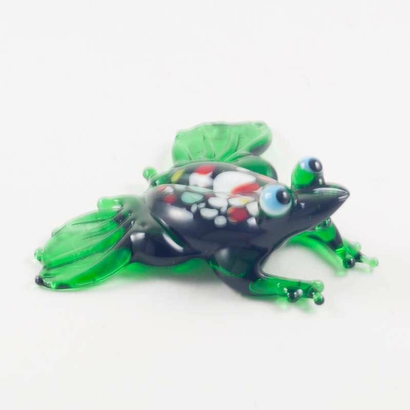 Стеклянная фигурка Лягушка зеленая