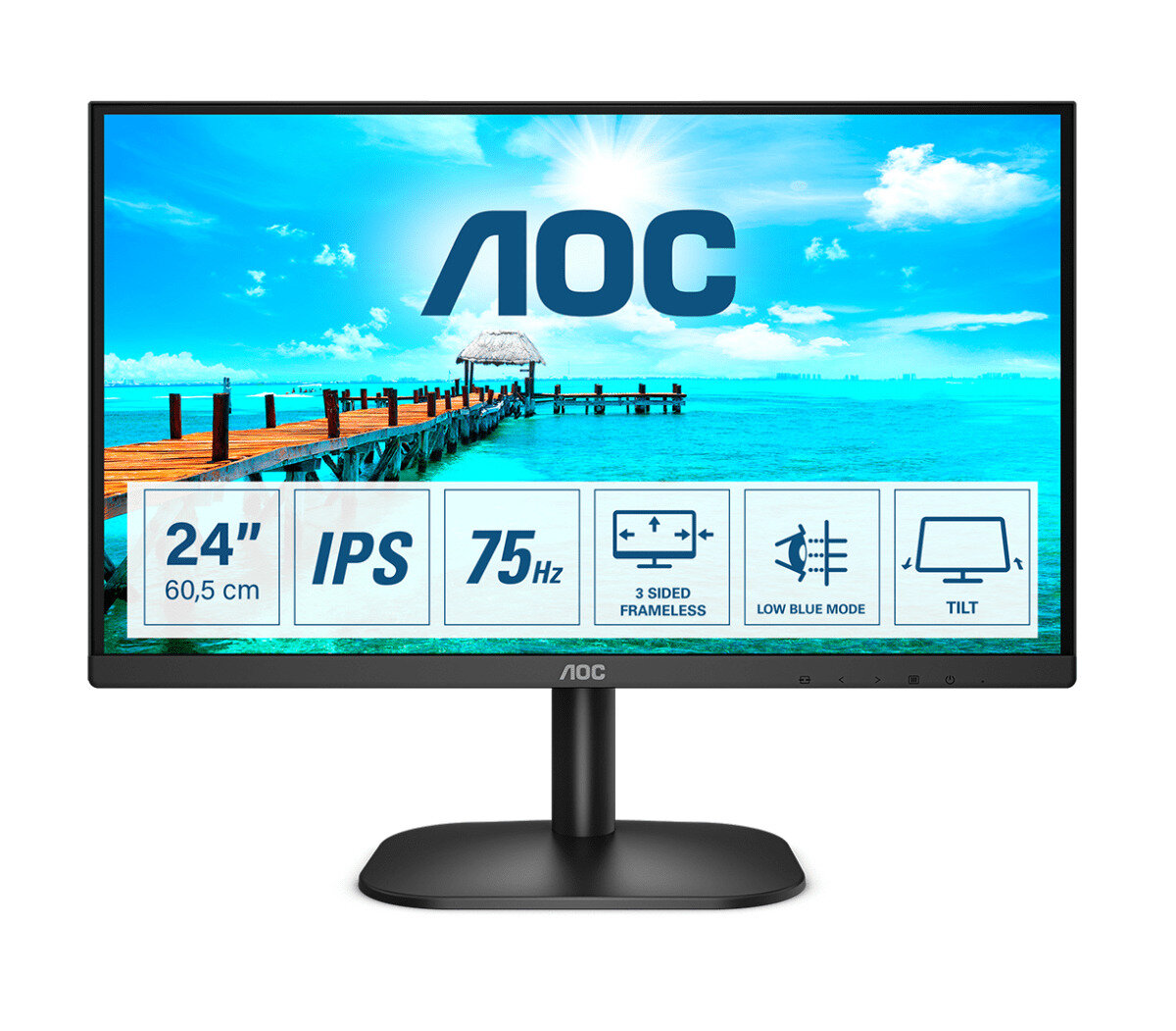 23.8'' AOC 24B2XH 16:9 1920х1080(FHD) IPS, nonGLARE, 250cd/m2, H178°/V178°, 1000:1, 20M:1, 16.7M, 7ms, VGA, HDMI, Tilt, 3Y, Black - фотография № 13