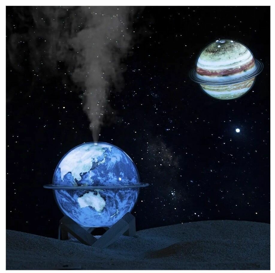 Увлажнитель воздуха 3D ночник Планета Земля 3 в 1 / Аромадиффузор на деревянной подставке - фотография № 4