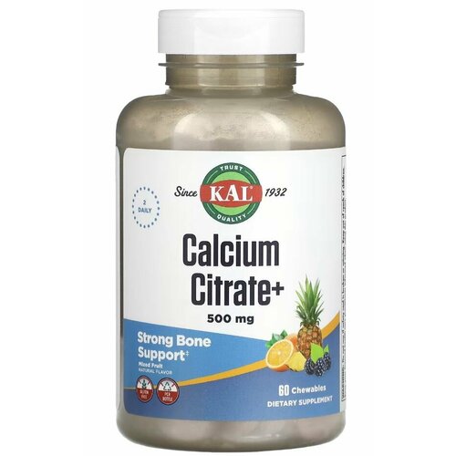 Фруктовая смесь KAL Calcium Citrate+ 500 mg (Цитрат Кальция 500 мг) 60 жевательных таблеток (KAL)