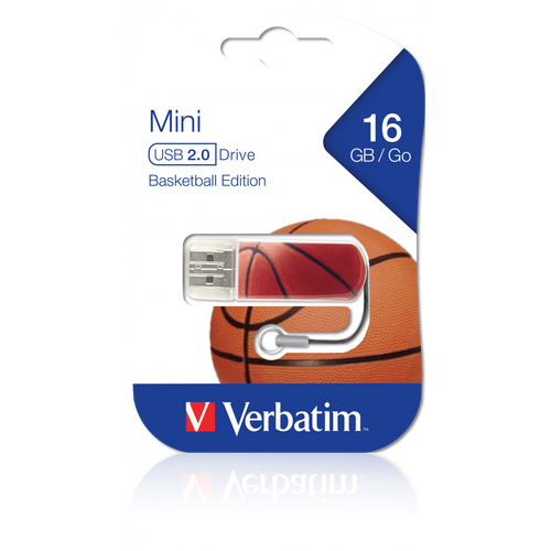 98679 Флэш накопитель 16 ГБ Verbatim Mini Sport Edition, USB 2.0, Баскетбол