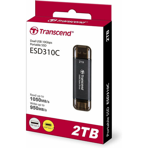 transcend накопитель ssd transcend usb c 256gb ts256gesd310c серый usb Накопитель SSD Transcend USB-C 2TB TS2TESD310C серый USB-A