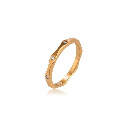 Кольцо, искусственный камень, циркон, размер 19, золотой кольцо наборное apsara искусственный камень размер 19 желтый золотой