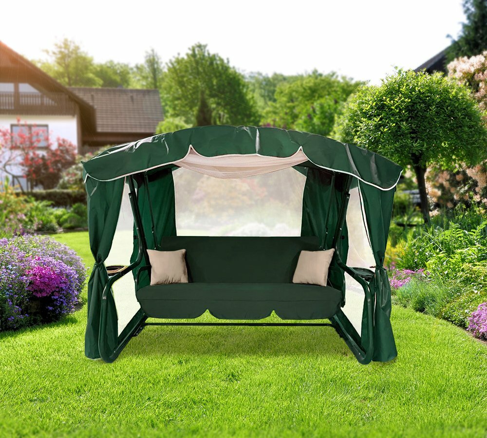 фото Садовые качели Торонто с москитной сеткой, 3-местные, раскладываются в кровать, до 450 кг