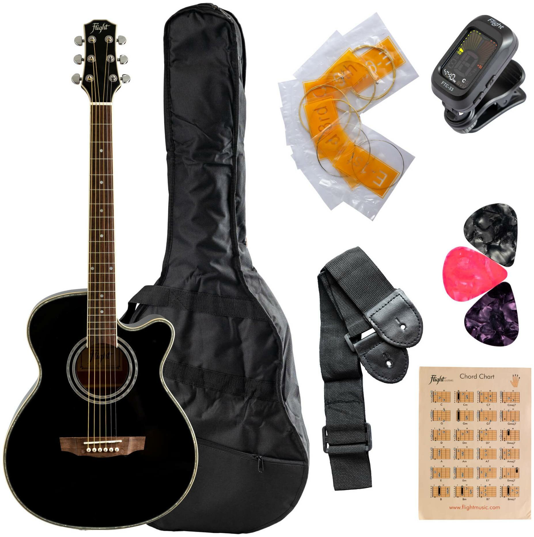 FLIGHT F-230 BLK PACK Гитара акустическая в наборе серия Q3
