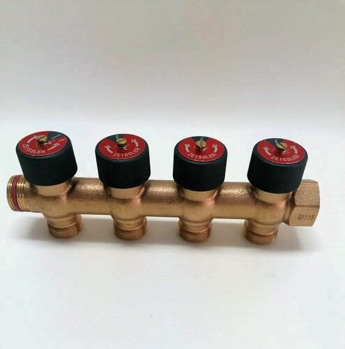 Изображение товара Распределительная гребенка с функцией отключения на 4 отвода 3/4"*3/4"EK