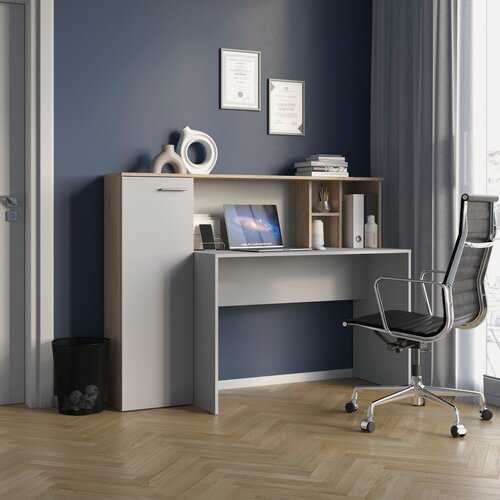 Изображение товара FUN (ФАН) стол письменный, 153.3х116.3х64 см, ЛДСП, Дуб Сонома/Белый