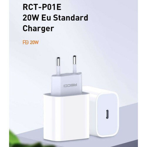 Сетевое зарядное устройство Recci Travel Charger, 1C, PD20W (PPS, PD3.0/2.0, Белый, RCT-P01E