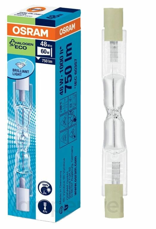 Галогенная лампа OSRAM 64684 Eco Haloline 48W (60W) 230V R7S (749х12мм) 750Lm 2900K