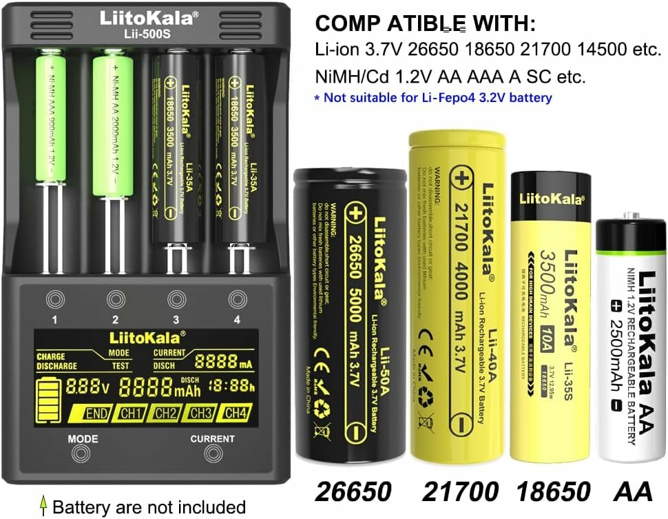 LiitoKala lii - 500S LCD - зарядное устройство с четырехслойным многофункциональным измеримым объемом USB — фото 1