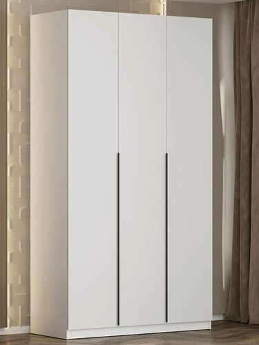 Изображение товара Шкаф 3-х створчатый ШК-5 ЛДСП белый текстурный (1201/506/2216 мм) для дома, дачи, офиса