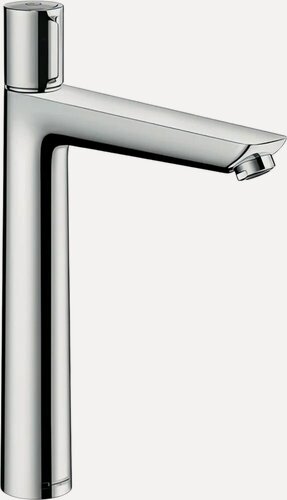 Изображение товара Смеситель для раковины Hansgrohe Talis Select E 71752000 хром, глянцевый, кран для ванной в раковину, из латуни, нажимной, рычажный, с керамическим картриджем, с функцией экономии расхода, с донным кл