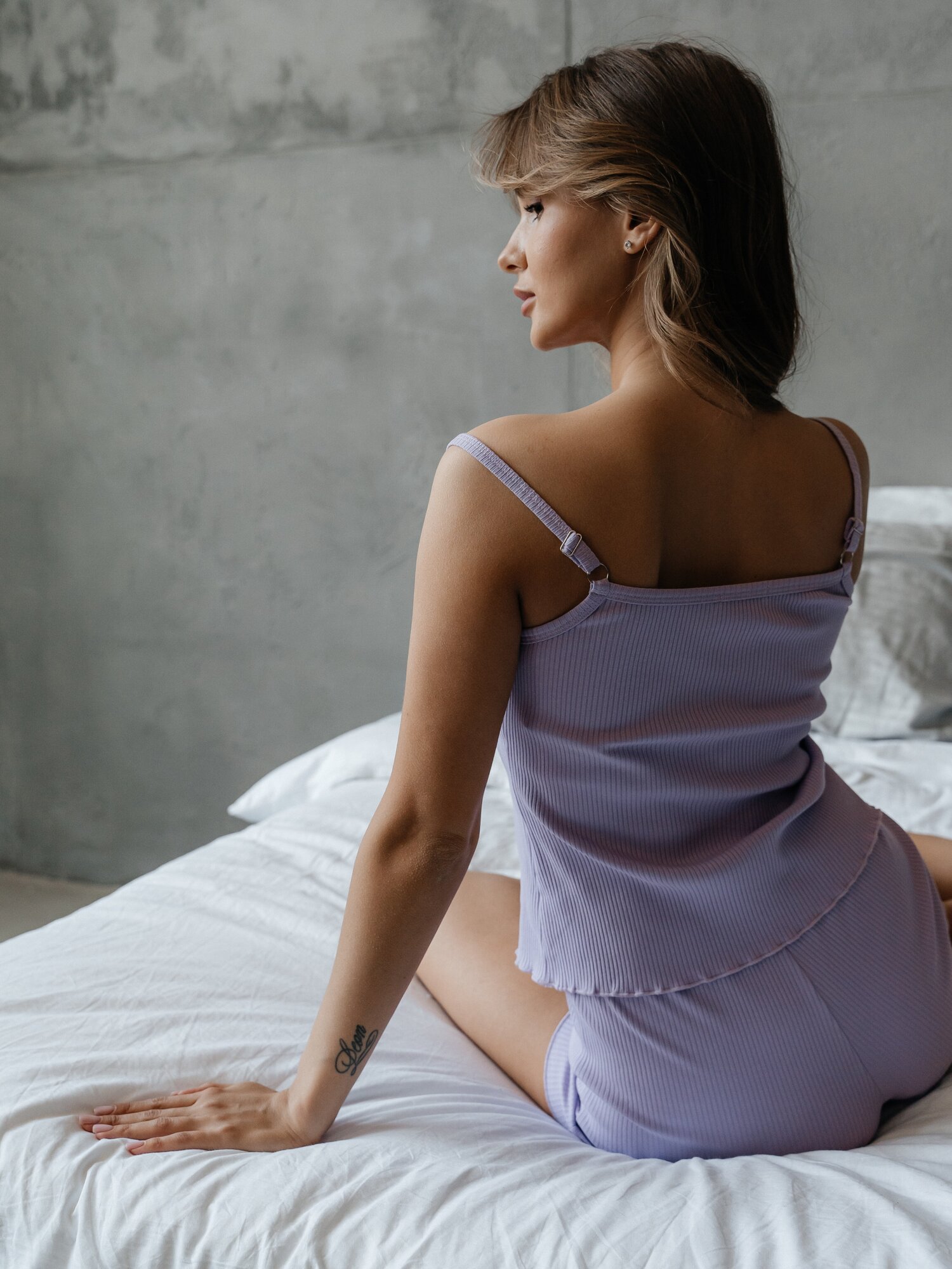 Пижама женская Impresa топ с шортами цвет лавандовый сиреневый 50 XL - фотография № 4